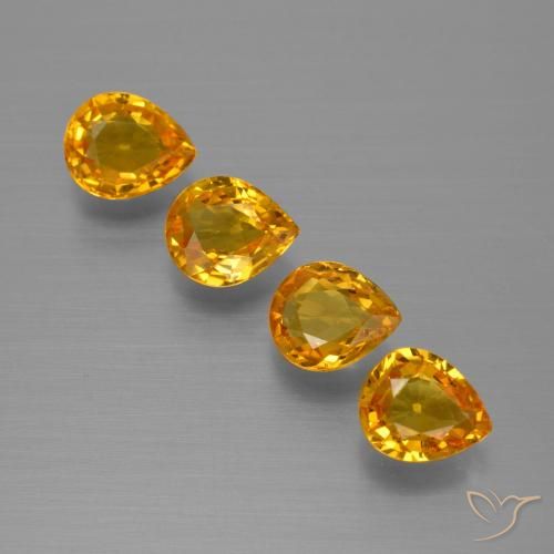 2.56 ctw Golden Sapphire Stones, Natural Sapphire in Pear Facet Shape for Sale