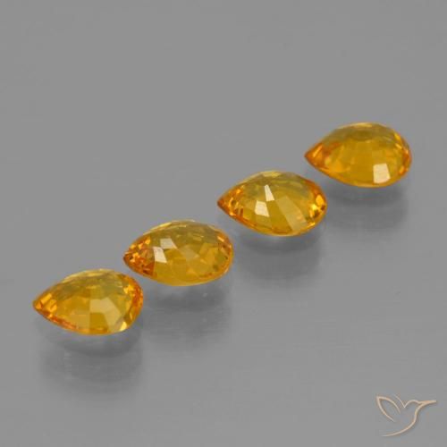 Sapphire Gemstones in 6 x 4.9 mm Size for Sale, Sapphire Stones in Dark Orange-Gold Color