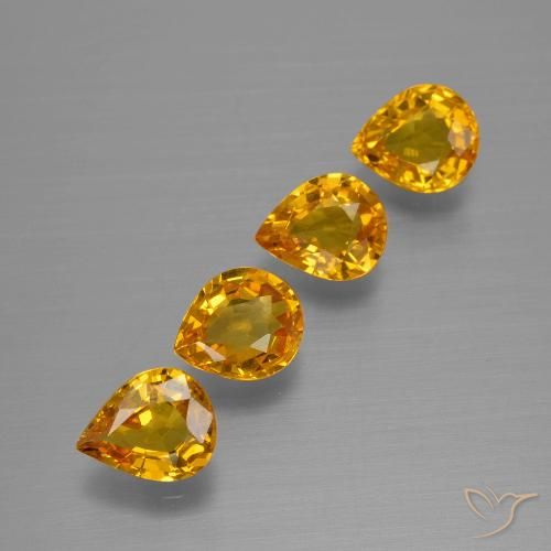 Deep Orange-Gold Saphir Edelstein - 0.6ct Birnen Schliff (ID: 400008)