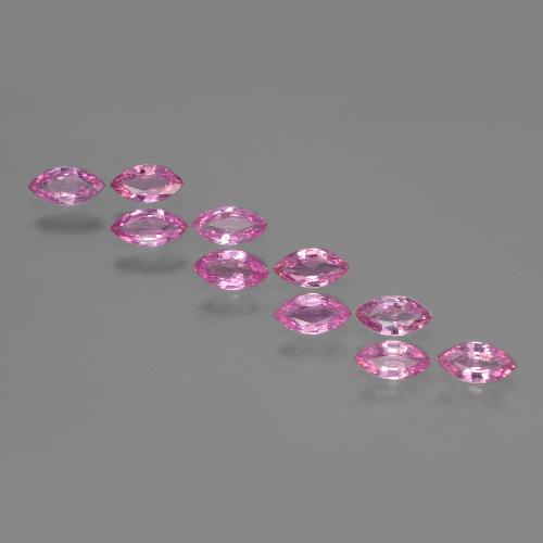 Lot of 10pc Marquise Pink Sapphire from Madagascar - Size 5 x 2.7mm, Weight 1.67ct total / avg. 0.17ct each, Color: Intense Pink, Mohs Hardness 9 suitable for daily wear jewelry, Year of the Tiger Gemstone, Photo A