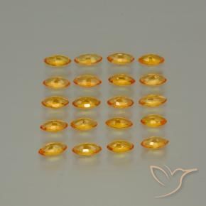Sapphire Gemstones in 5.1 x 2.6 mm Size for Sale, Sapphire Stones in Deep Orange-Gold Color