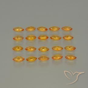 Sapphire Gemstones in 4.8 x 2.6 mm Size for Sale, Sapphire Stones in Deep Orange-Gold Color