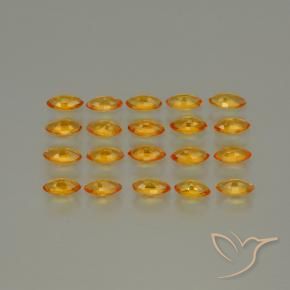 Sapphire Gemstones in 5.1 x 2.6 mm Size for Sale, Sapphire Stones in Deep Orange-Gold Color