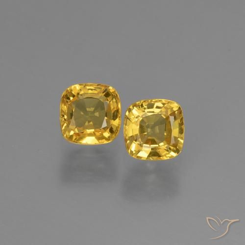 0.97 ct Yellow Sapphire, 4.2 x 4.2 mm Cushion Cut From Tanzania, Photo A