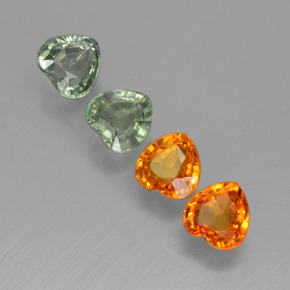 0.5ct Heart Facet Orange Green Sapphire for sale thumb image of 0.5ct Heart Facet Orange Green Sapphire (ID: 406430)