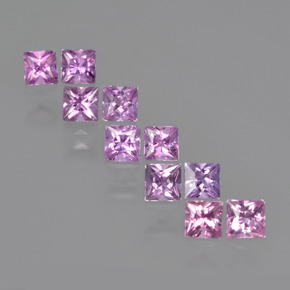 Rosaig-lila Saphir Edelstein - 0.2ct Prinzess-Schliff (ID: 411257)