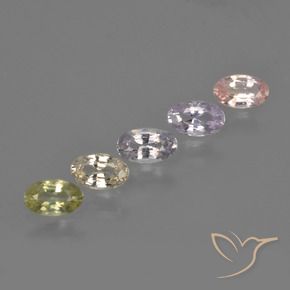 1.21 ctw Multicolor Sapphire Stones, Natural Sapphire in Oval Facet Shape for Sale