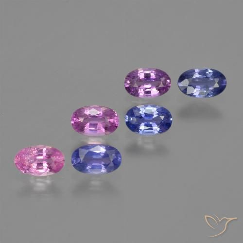 Lote de Zafiro Multicolor Ovalada de 6 piezas de Tanzania - Peso 1,79 ct en total / promedio. 0,3 ct cada uno, Tamaño 4,9 x 3,1mm, Color: Multicolor, Dureza Mohs 9 Adecuado para joyas de uso diario, Jueves de piedras preciosas, Photo A
