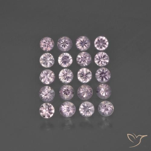 مجموعة من ٢٠ قطع من زفير وردى دائرى من تنزانيا - الوزن الإجمالي ٢.١ قيراط / المتوسط ٠.١١ قيراط لكل منها ، الحجم ٢.٨ مم ، اللون: وردى خزامى فاتح جدا ، صلابة موس ٩, Photo A