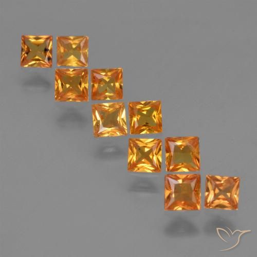 Naranja albaricoque Zafiro Gema - 0.2ct Corte Princesa (ID: 420179)