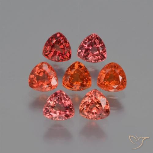 2.65 ctw Red Sapphire Gemstones, Sapphire Gems in Trillion Facet Shape for Sale.