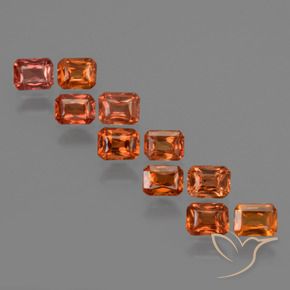 2.63 ctw Orange Sapphire Stones, Natural Sapphire in Octagon / Scissor Cut Shape for Sale