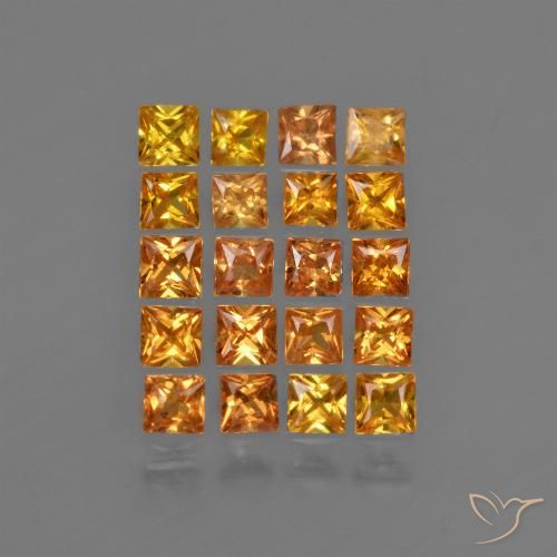 Naranja marrón Zafiro Gema - 0.1ct Corte Princesa (ID: 420261)