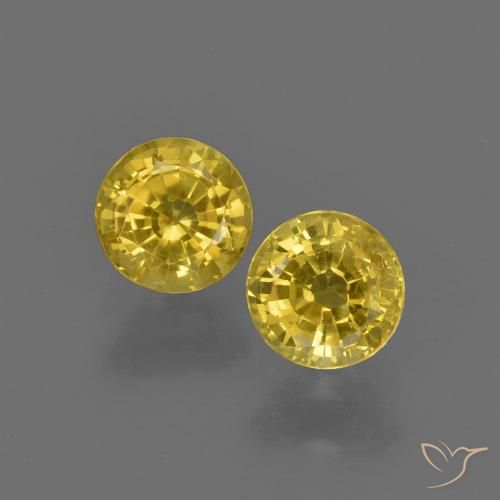 Zafiro amarillo suelto de 0,87 quilates, talla redonda de 4,4 mm, procedente de Tailandia, Photo A