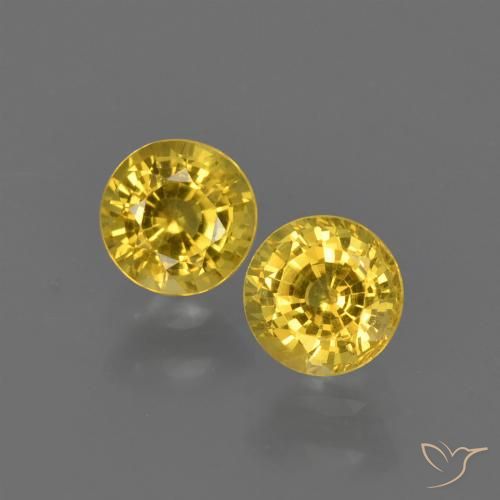 Zafiro amarillo suelto de 0,98 quilates, talla redonda de 4,4 mm, procedente de Tailandia, Photo A