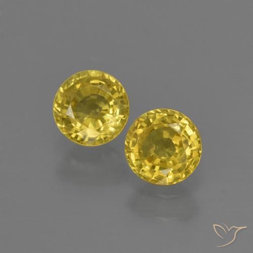 0.93 ct Yellow Sapphire, 4.5 mm Round Cut From Thailand, Photo A