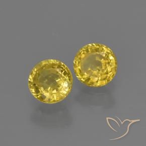 0.93 ctw Yellow Sapphire Stones, Natural Sapphire in Round Facet Shape for Sale