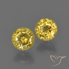 1.02 ctw Yellow Sapphire Stones, Natural Sapphire in Round Facet Shape for Sale