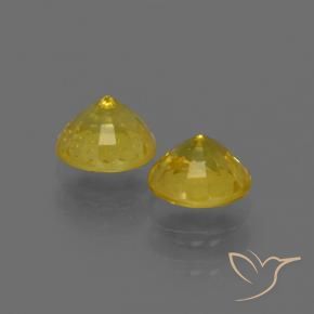Sapphire Gemstones in 4.5 mm (calibrated) Size for Sale, Sapphire Stones in Deep Yellow Color
