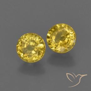 0.90 ctw Yellow Sapphire Stones, Natural Sapphire in Round Facet Shape for Sale