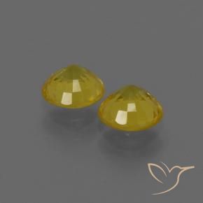 Sapphire Gemstones in 4.5 mm (calibrated) Size for Sale, Sapphire Stones in Honey Yellow Color