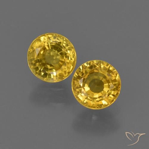 0.98 ct Loose Yellow Sapphire, 4.6 mm Round Cut From Thailand, Photo A