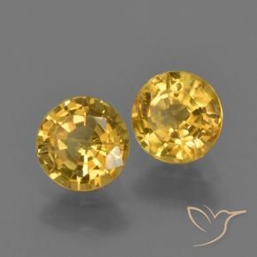 1.17 ctw Golden Sapphire Stones, Natural Sapphire in Round Facet Shape for Sale
