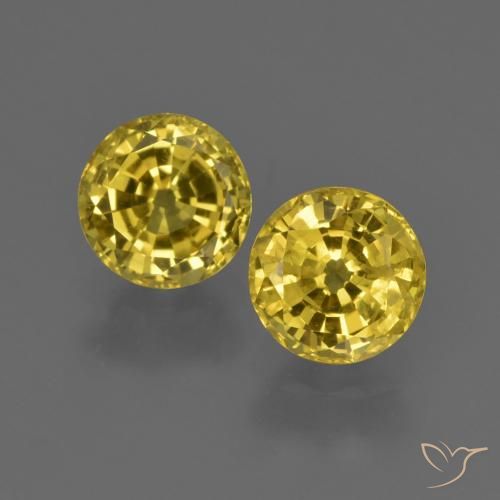 1.67 ct Loose Yellow Sapphire, 5.4 mm Round Cut From Thailand, Photo A