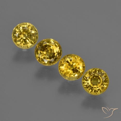 1.84 ct Loose Yellow Sapphire, 4.5 mm Round Cut From Thailand, Photo A