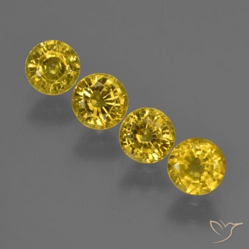 1.98 ct Loose Yellow Sapphire, 4.5 mm Round Cut From Thailand, Photo A