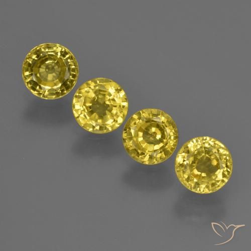 1.87 ct Loose Yellow Sapphire, 4.5 mm Round Cut From Thailand, Photo A