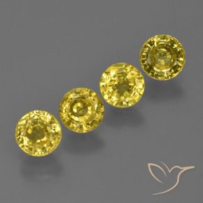 1.87 ctw Yellow Sapphire Stones, Natural Sapphire in Round Facet Shape for Sale