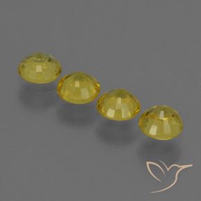 Sapphire Gemstones in 4.5 mm (calibrated) Size for Sale, Sapphire Stones in Light Honey Yellow Color