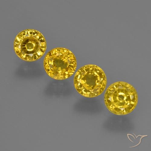 1.73 ct Loose Yellow Sapphire, 4.4 mm Round Cut From Thailand, Photo A