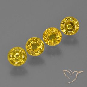 1.73 ctw Yellow Sapphire Stones, Natural Sapphire in Round Facet Shape for Sale