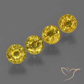 1.97 ctw Yellow Sapphire Stones, Natural Sapphire in Round Facet Shape for Sale
