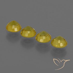 Sapphire Gemstones in 4.5 mm (calibrated) Size for Sale, Sapphire Stones in Yellowish Gold Color