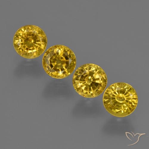 2.19 ct Loose Yellow Sapphire, 4.6 mm Round Cut From Thailand, Photo A