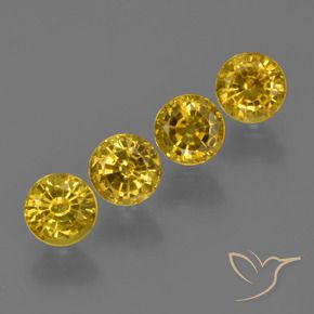 2.19 ctw Yellow Sapphire Stones, Natural Sapphire in Round Facet Shape for Sale