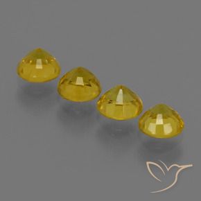 Sapphire Gemstones in 4.5 mm (calibrated) Size for Sale, Sapphire Stones in Deep Yellow Color