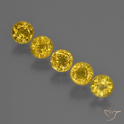 2.51 ct Loose Yellow Sapphire, 4.5 mm Round Cut From Thailand, Photo A