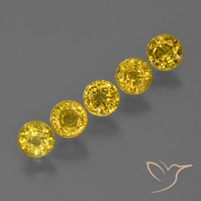 2.51 ctw Yellow Sapphire Stones, Natural Sapphire in Round Facet Shape for Sale
