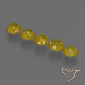 Sapphire Gemstones in 4.5 mm (calibrated) Size for Sale, Sapphire Stones in Deep Yellow Color