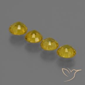 Sapphire Gemstones in 5 mm (calibrated) Size for Sale, Sapphire Stones in Yellowish Gold Color