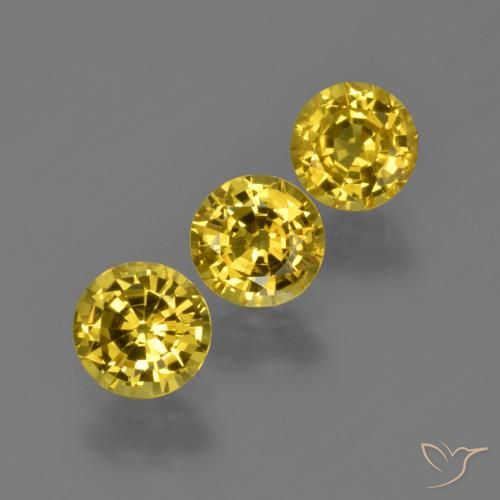 2.26 ctw Yellow Sapphire Stones, Natural Sapphire in Round Facet Shape for Sale