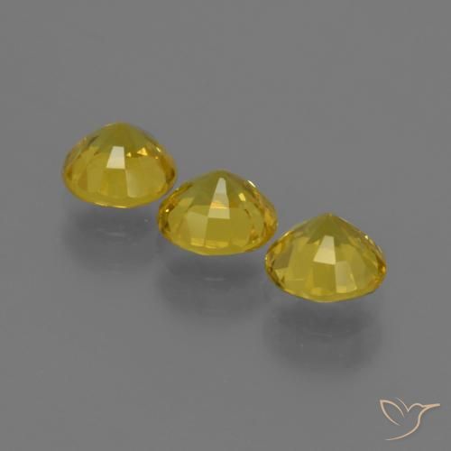 Sapphire Gemstones in 5.3 mm Size for Sale, Sapphire Stones in Yellowish Gold Color