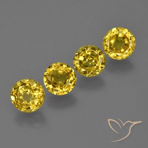 2.87 ctw Yellow Sapphire Stones, Natural Sapphire in Round Facet Shape for Sale