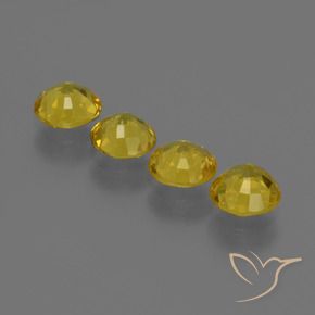 Sapphire Gemstones in 5.5 mm (calibrated) Size for Sale, Sapphire Stones in Medium Yellow Color