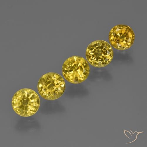 3.05 ctw Yellow Sapphire Stones, Natural Sapphire in Round Facet Shape for Sale