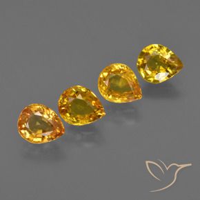 2.85 ctw Orange Sapphire Stones, Natural Sapphire in Pear Facet Shape for Sale